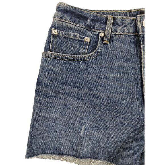 Free Assembly Womens 12 Cut Off Shorts 90s Style Blue Denim High Rise New - Picture 3 of 12
